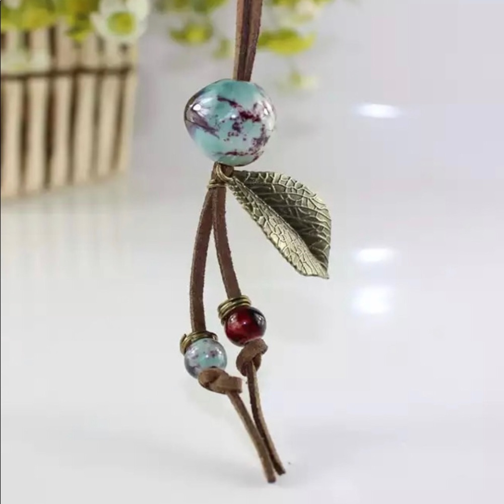 Long, Boho Ceramic Beaded Necklace 🌺